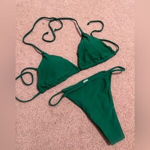 New medium green bikini swimsuit bathing suit festival boho triangle